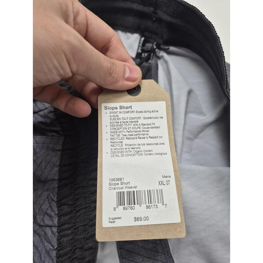 PrAna Slope Shorts Mens 2XL Gray Lined Athletic Running Gym Training